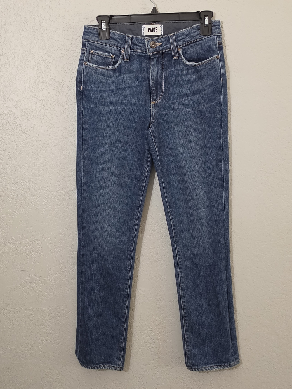 PAIGE Jacqueline Straight Leg "Good Life" Jeans Medium Wash Mid Rise Womens 25